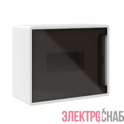 Щиток настенный Фрейм (FRAME) ЩРн-п-8 8 мод. с тонированной дверцей с 2 шинами PEN на 6 и 8 отверст. бел. DKC F08W1WD