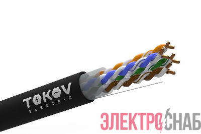 Кабель витая пара U/UTP 4х2х24AWG (0.48мм) кат.5E PE Fluke tested (м) TOKOV ELECTRIC TKE-C05-U/UTP-42-5E-305-OD