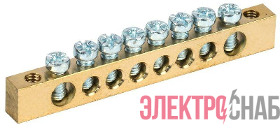 Шина PEN "земля-ноль" 6х9мм 8/2 (8групп/крепеж по краям) IEK YNN11-08-100