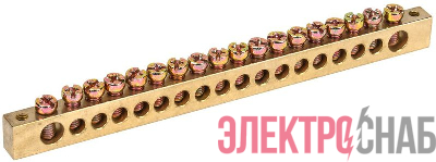 Шина PEN &amp;quot;земля-ноль&amp;quot; 8х12мм 18/2 (18групп/крепеж по краям) IEK YNN21-18-100