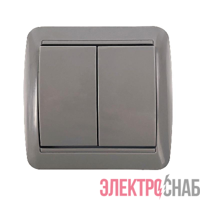 Выключатель 2-кл. ОП Клио 10А IP44 сер. UNIVersal К2223-Gr