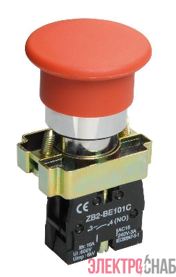 Кнопка управления "Грибок" LAY5-BC41 1НО без подсветки красн. IEK BBG70-BC-K04