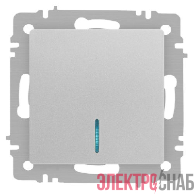 Выключатель 1-кл. СП Accent 6-102-03 10А IP20 250В с подсветкой AL/CU алюм. Intro Б0063478