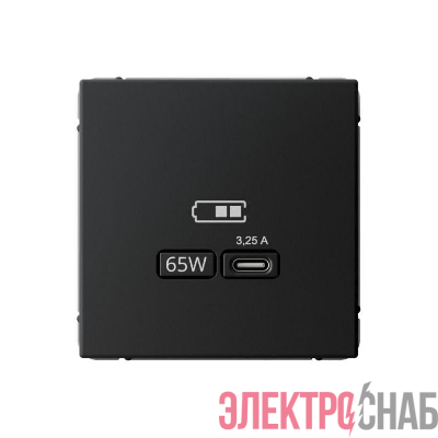 Розетка USB ArtGallery тип C 65Вт QC PD высокоскор. ЗУ механизм карбон SE GAL001027