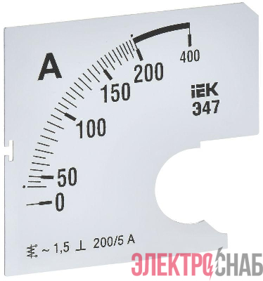 Шкала сменная для амперметра Э47 200/5А-1.5 72х72мм IEK IPA10D-SC-0200