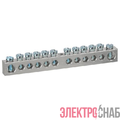 Шина PEN земля-ноль 6х9мм 12/1 никелированная с креплениями по центру NO-224-81 Эра Б0062940