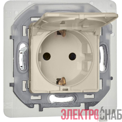 Розетка 1-м СП Inspiria 16А IP44 250В 2P+E защ. шторки с крышкой немецк. стандарт механизм сл. кость IEK 673741