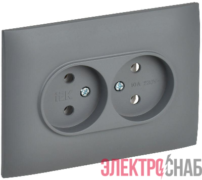 Розетка 2-м SKANDY 10А без заземл. без защ. шторок в сборе SK-R10Gr сер. IEK SK-R20-10-K03-F