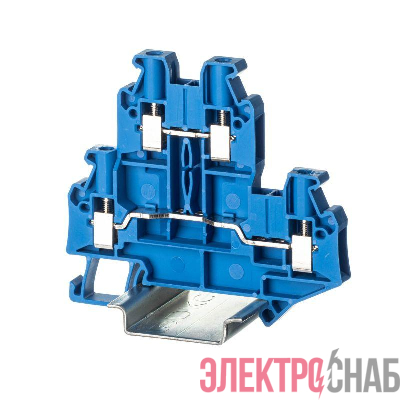 Клемма двухуровневая винтовой зажим 4 точки подключения 4кв.мм син. DKC TTURB-4-BU