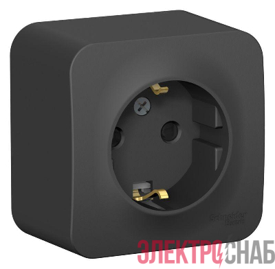 Розетка 1-м ОП Blanca 16А IP20 250В с заземл. защ. шторки с изолир. пластиной антрацит SE BLNRA011116