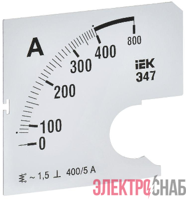 Шкала сменная для амперметра Э47 400/5А-1.5 72х72мм IEK IPA10D-SC-0400