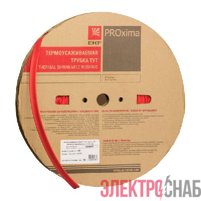 Трубка термоусадочная ТУТ нг 80/40 красн. PROxima (уп.25м) EKF tut-80-r