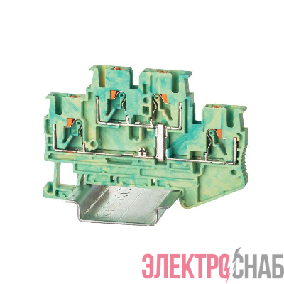 Клемма заземления двухуровневая зажим push-in 4 точки подключения 2.5 кв.мм DKC VPRTT-2.5-PE-YG