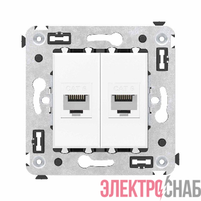 Розетка компьютерная 2-м СП Avanti "Белое облако" RJ45 кат.6 без шторок механизм DKC 4400694