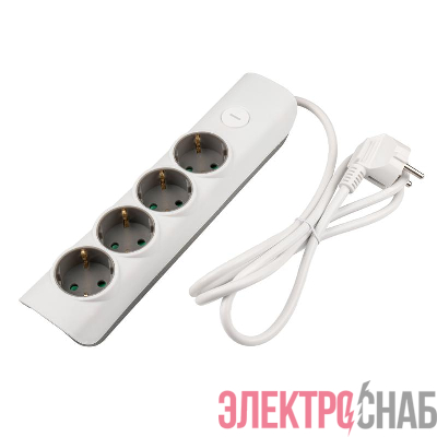 Удлинитель 4х5м с заземл. с выкл. бел. ET-04-500W (4х5.0) JAZZway 5051836