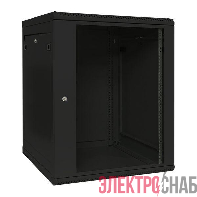 Шкаф настенный TERACOM PRO 19дюйм 15U 600х600мм дверь стеклян. с замком-ручкой черн. EKF TRP-WLL-1566-40B