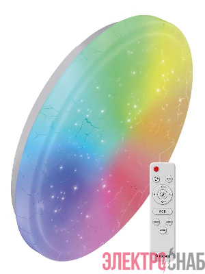 Светильник светодиодный PREMIUM FROST-RGB 75Вт 230В 3000-6500К 4400лм IP40 495х85мм настенно-потолочный управляемый с пультом ДУ с RGB подсветкой КОСМОС KSFrosRGB75W