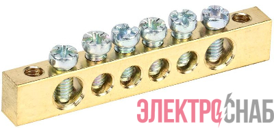 Шина PEN "земля-ноль" 6х9мм 6/2 (6групп/крепеж по краям) IEK YNN11-06-100
