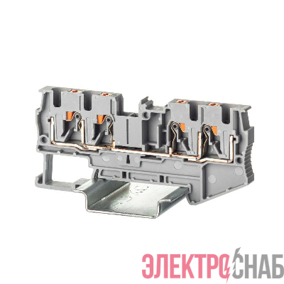 Клемма проходная зажим push-in 4 точки подключения 4кв.мм сер. DKC VPR-4-QUATTRO-GY