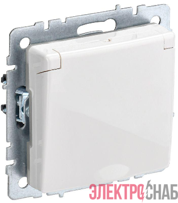 Розетка BRITE РСбш10-3-БрБ 16А IP20 с заземл. защ. шторки с крышкой механизм бел. IEK BR-R16-16-K01