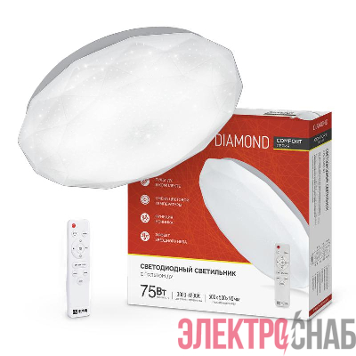 Светильник светодиодный COMFORT DIAMOND 75Вт 3000-6500К 6000лм 230В 500х105мм с пультом ДУ IN HOME 4690612034799
