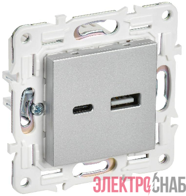 Розетка USB A+C 18Вт SKANDY SK-R13S серебр. IEK SK-U22-018-K23