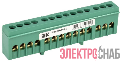Шина PE &amp;quot;земля&amp;quot; в корп. изоляции на DIN-рейку ШНИ-6х9-14-К-З IEK YNN10-69-14KD-K06