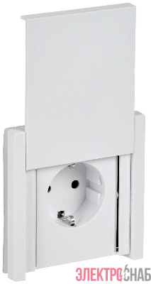 Розетка СП FORTE&PIANO16А IP44 FP219 с заземл. защ. шторки с крышкой безвинт. крепл. бел. IEK FP-R16-16-1-44-K01