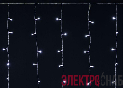 Гирлянда "Бахрома" 4.5х0.7м 200LED бел. IP44 провод прозр. 230В мерцание транзит IEK LGDU321-2-200-L3-T-S-44