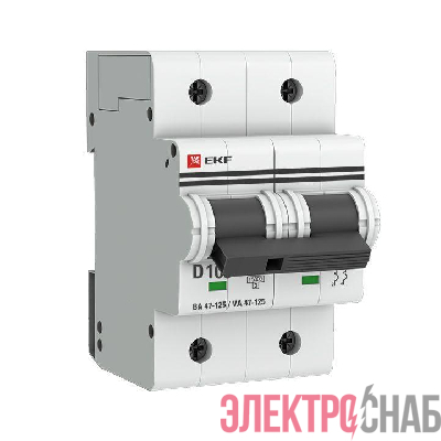 Выключатель автоматический модульный 2п D 100А 15кА ВА 47-125 PROxima EKF mcb47125-2-100D