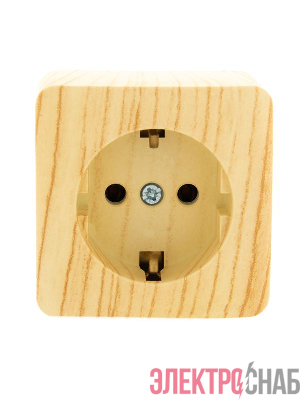 Розетка 1-м ОП Viola с заземл. беленый дуб LEZARD 751-5200-122