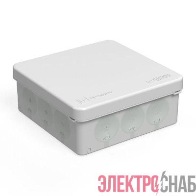 Коробка распределительная ОП 100х100х40 для прямого монтажа двухкомпонентн. безгалогенная (HF) 12 вводов IP66 сер. Промрукав 60-0303