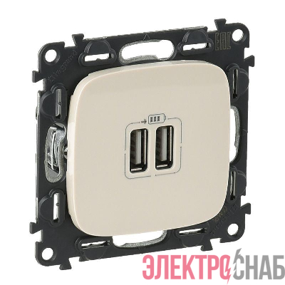 Устройство зарядное Valena Allure с 2-мя USB-разъемами 240В/5В 1500мА с лиц. панелью сл. кость Leg 754996