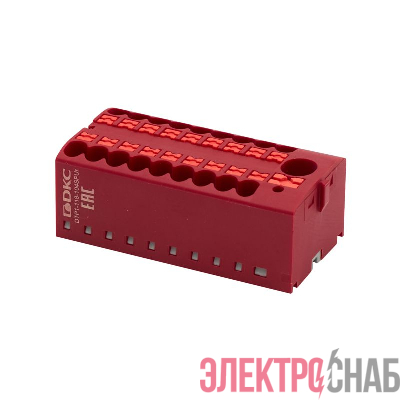 Блок распределительный зажим push-in 1 ввод 6кв.мм 18 точек подключения 25кв.мм красн. DKC DTP1-118-104SPUR