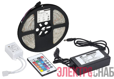 Комплект светодиодной подсветки &quot;Сделай сам&quot; DIY (лента LED 5м LSR-5050RGB60-14.4-IP65-12В + драйвер + контроллер) IEK 2LSR2-3-060-65-1-05-S2