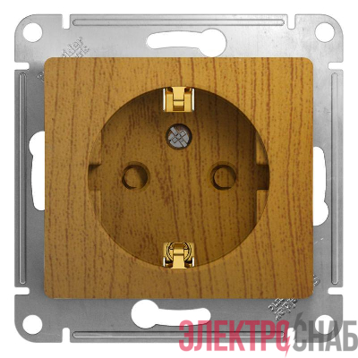 Розетка 1-м СП Glossa 16А IP20 с заземл. защ. шторки механизм дерево дуб SE GSL000545