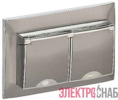 Розетка 2-м SKANDY 16А IP44 с крышкой в сборе SK-R12N никель IEK SK-R26-16-44-K50-F