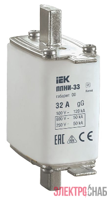 Вставка плавкая ППНИ-33 32А габарит 00 IEK DPP10-032