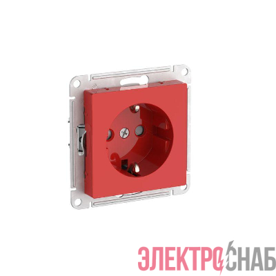 Розетка AtlasDesign 16А с заземл. защ. шторки быстрозажим. клем. механизм красн. SE ATN002045S