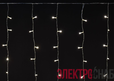 Гирлянда "Бахрома" 4.5х0.7м 200LED тепл. бел. IP44 провод прозр. 230В мерцание транзит IEK LGDU321-1-200-L3-T-S-44