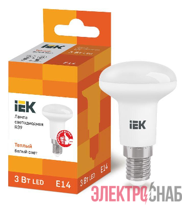 Лампа светодиодная Eco R39 3Вт 3000К тепл. бел. E14 270лм 230-240В IEK LLE-R39-3-230-30-E14