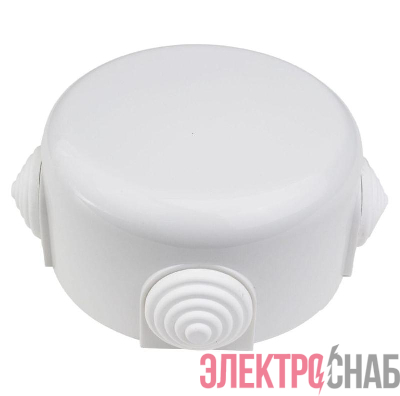 Коробка распределительная 90мм R (4 кабельных ввода в комплекте) пластик бел. Bironi R1-523-21-K