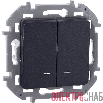 Выключатель 2-кл. Inspiria 10А IP20 250В 10AX с подсветкой/индикацией механизм антрацит IEK 673633