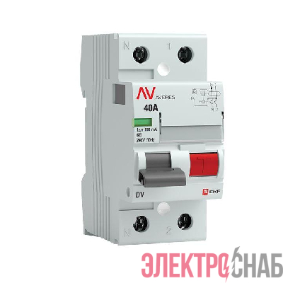 Выключатель дифференциального тока (УЗО) 2п 40А 100мА тип A DV AVERES EKF rccb-2-40-100-a-av