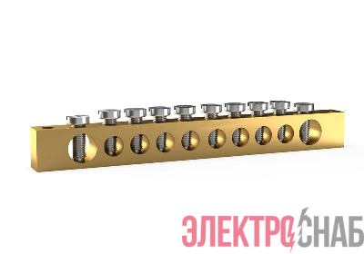 Шина PEN "земля-ноль" 6х9мм 10 отвер. латунь TOKOV ELECTRIC TKE-BSB-69-10-N/PEN