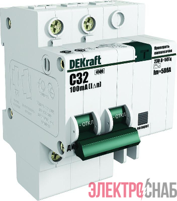 Выключатель автоматический дифференциального тока 2п C 40А 100мА тип AC 4.5кА ДИФ-101 DEKraft 15015DEK