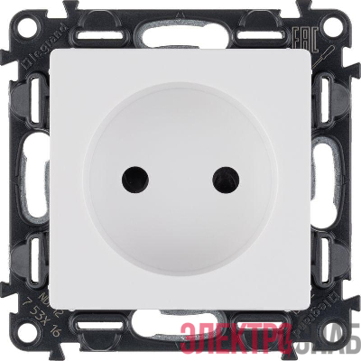 Розетка 1-м СП Valena Life 16А IP20 250В 2P защ. шторки безвинтов. клеммы с лицев. панелью механизм бел. Leg 753416