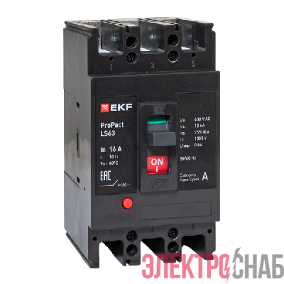 Выключатель автоматический 3п 16А 15кА LS63 ProPact EKF mccb-63-15-3-16-ls