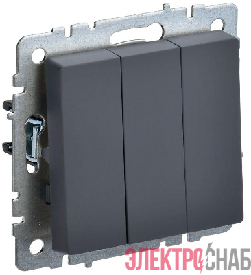 Выключатель 3-кл. СП BRITE ВС10-3-0-БрГ 10А механизм графит IEK BR-V30-0-10-K53