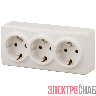 Розетка 3-м ОП Эра Эксперт 11-2209-02 16А IP20 16AX 250В 3х2P+E Schuko защ. шторки сл. кость Эра Б0020704